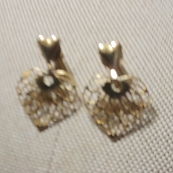 Filigree Heart Shaped Drop Earrings - Picture 3 of 4